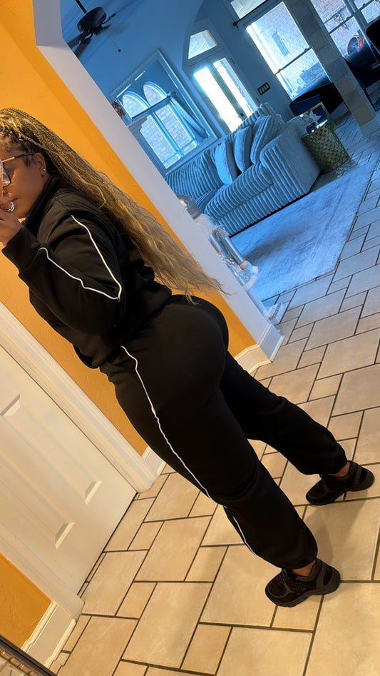 Blk Piping Jogger